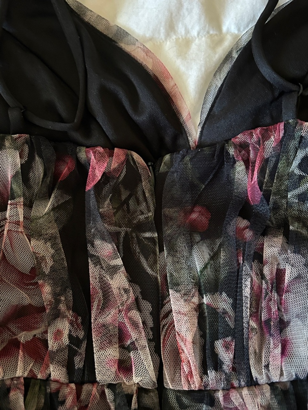 Lulu's Black Floral Tiered Mesh Maxi Dress with Pink Roses - Picture 14 of 15